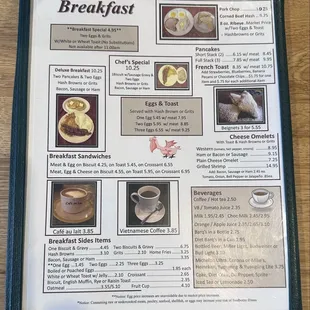 Breakfast menu.