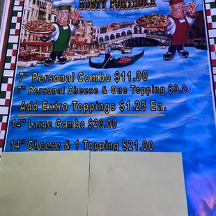 Here is the Pizza Menu