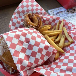Excellent fries and onion rings