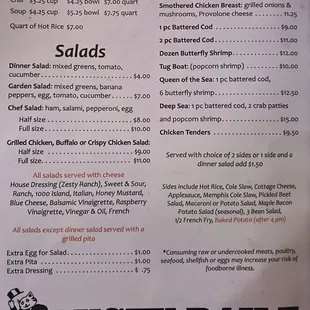 a menu for a restaurant