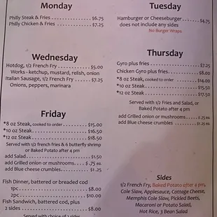 a menu for a restaurant