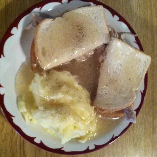 Turkey and mashed potatoes.