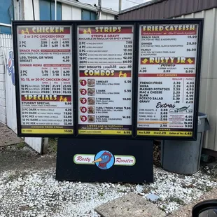 the menu for the restaurant