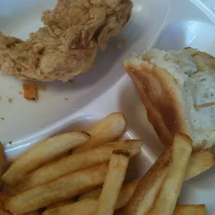 Chicken &amp; fries, the after shot.