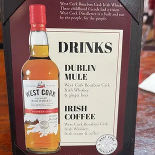 a sign for drinks