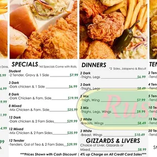 Rusty Rooster Inc. Aug 2024 updated menu prices.