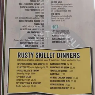 SANDWICHES &amp; DINNERS