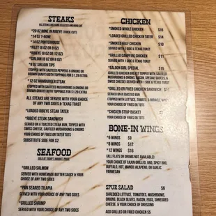 Menu back