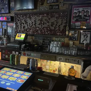 a bar with a large screen