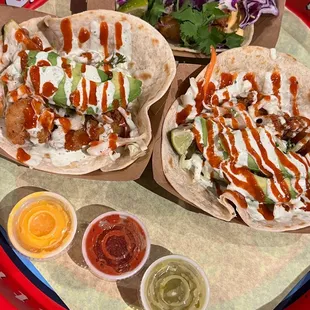 Baja shrimp taco and Dynamite shrimp tacos