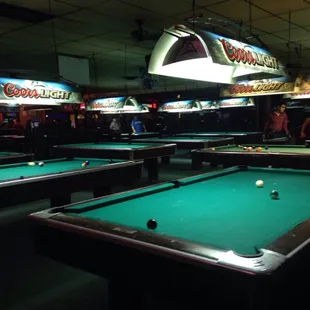 pool tables in a bar