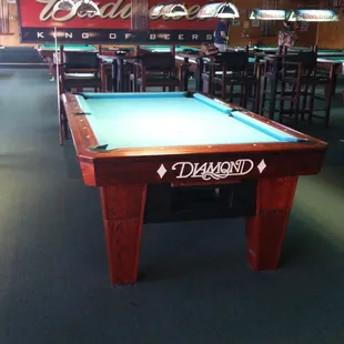 a pool table in a restaurant