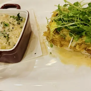 Catch of the day served with risotto.