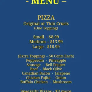 On line menu