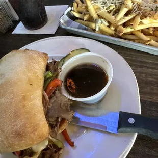 Special of the day, shaved prime pub steak sandwich