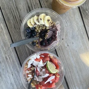 Top is PBJ - Acai bowl, Bottom - Strawberry/lime