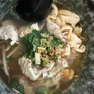 Thai noodle soup with chicken