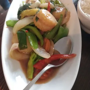 Thai basil stir fry with scallop