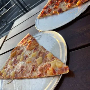 Slice of Hawaiian and pepperoni