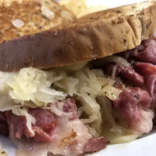 Corned beef Reuben is a must! Seriously loaded!