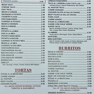 menu