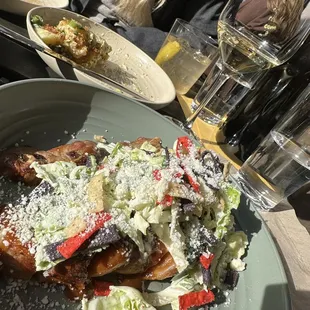 pork chop, perfectly cooked, dressed, and seasoned