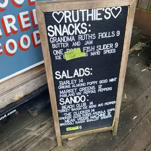 Menu (not their usual, they switched to sandwiches during a really hot week)