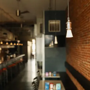 a brick wall and bar