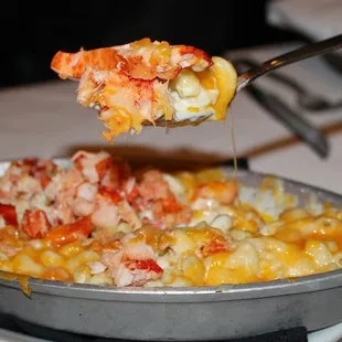 The Lobster Mac &amp; Cheese is made with tender lobster, three cheese blend, &amp; mild green chiles.