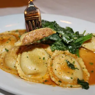 The veal osso buco was delicate in flavor and wrapped in tender, fresh pasta.