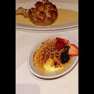 Crème Brûlée and Bread Pudding.