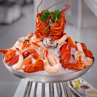 a platter of lobsters
