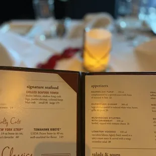 Menu decor shot