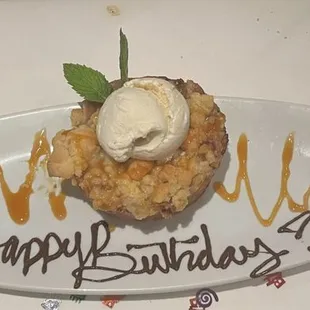 Birthday dessert. Very nice touch.
