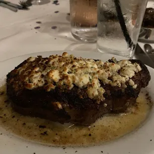 New York Strip with Blue Cheese Crust