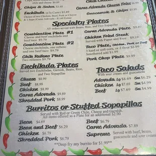 menu