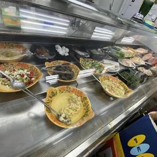 Fresh salads, falafel and hummus