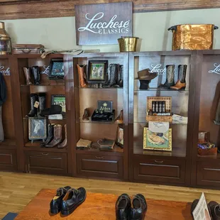 We stock Lucchese made boots and Saphir shoe care products.