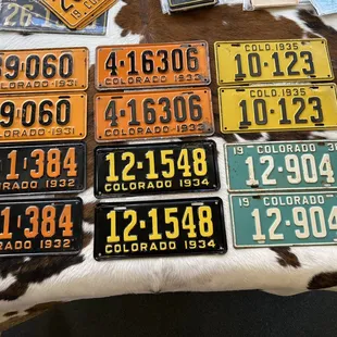Vintage license plates that you can use now on your same year car.  See Colorado form DR-2818 for more information.