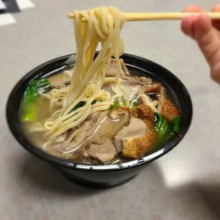 Duck hand pulled noodle bowl