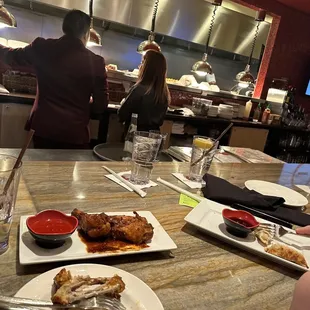 bar area. Thai wings. Potstickers.