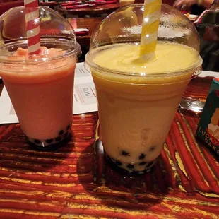 Strawberry and Mango boba tea