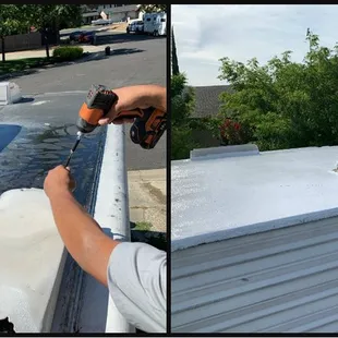 Complete roof re-coat with 100% silicone.