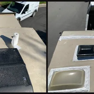 Re-caulking of the roof to prepare for rainy season