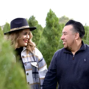 Couples session at Christmas tree farm