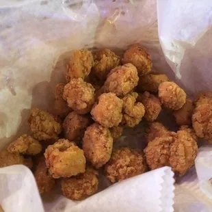 Popcorn chicken we're okay, but meat seemed pressed.