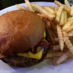 1/3 Bacon Cheeseburger with fries was GREAT! I loved the toasted bun!