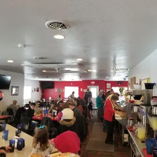 people eating at tables