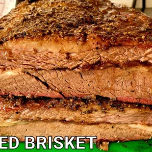 a stack of brisket
