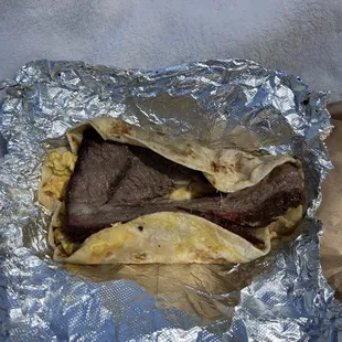 Brisket breakfast taco $13